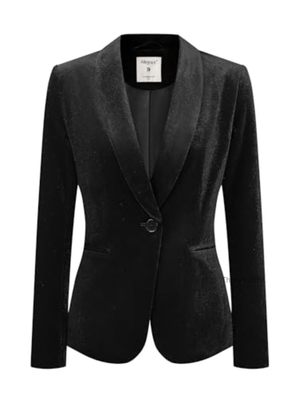 Velvet Shawl Collar Blazer Office Coat 1 Button Front Besom Pockets Lined